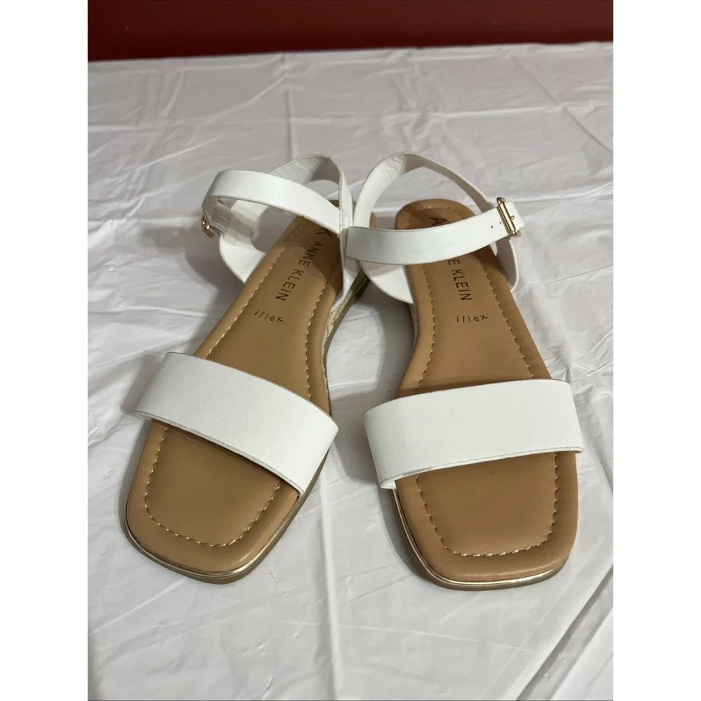 White Size 7.5 Anne Klein Iflex Sling back Sandals